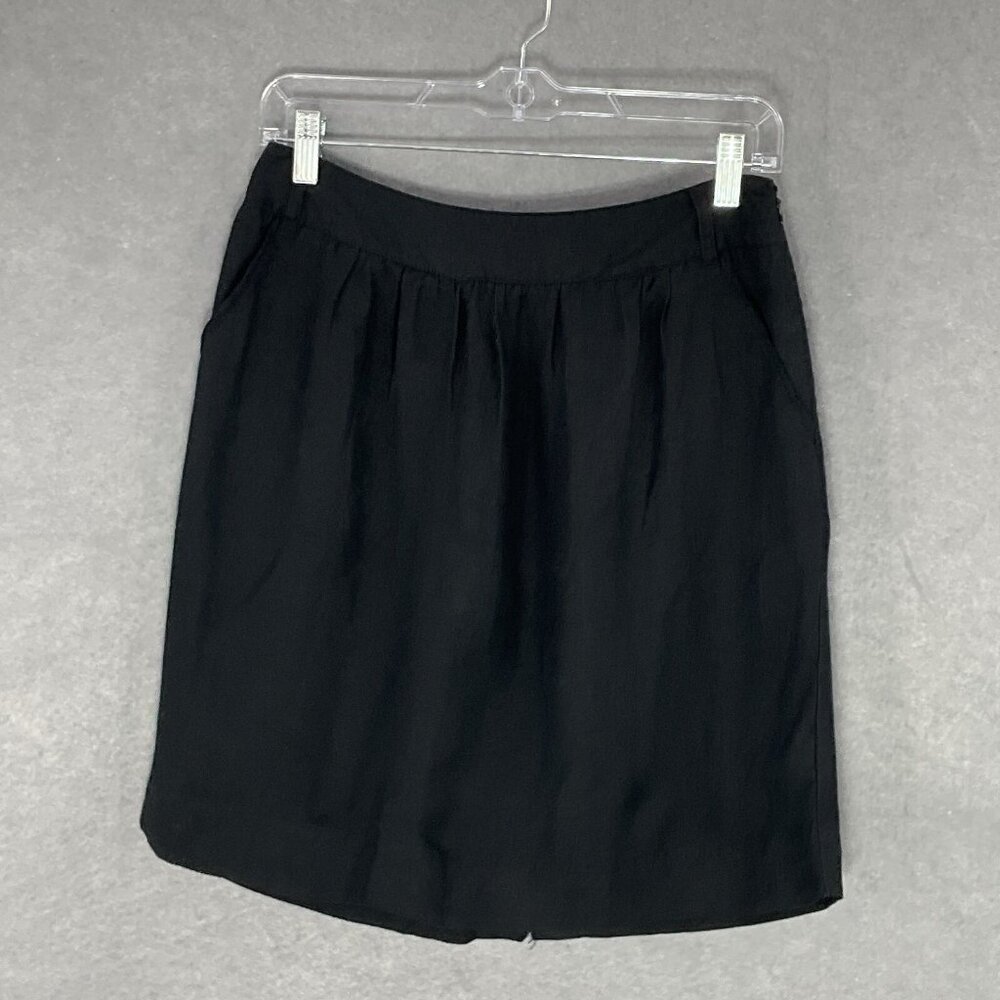 Mossimo Skirt Women Sz 4 Black Linen Pocket Y2K Academia Preppy Capsule Normcore